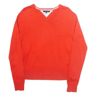TOMMY HILFIGER GOLF Womens Jumper Orange V-Neck Tight Knit M