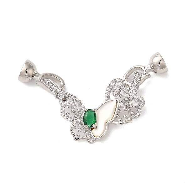 Brass Micro Pave Clear Cubic Zirconia Fold Over Clasps