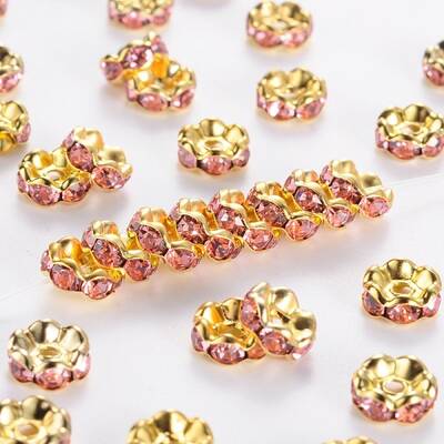 Brass Grade A Rhinestone Spacer Beads
