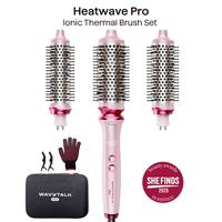 Wavytalk Heatwave Pro Ionic Thermal Brush Set: Negative Ion Styling with 3-Size Interchangeable Brushes - Dual Voltage for Sa...