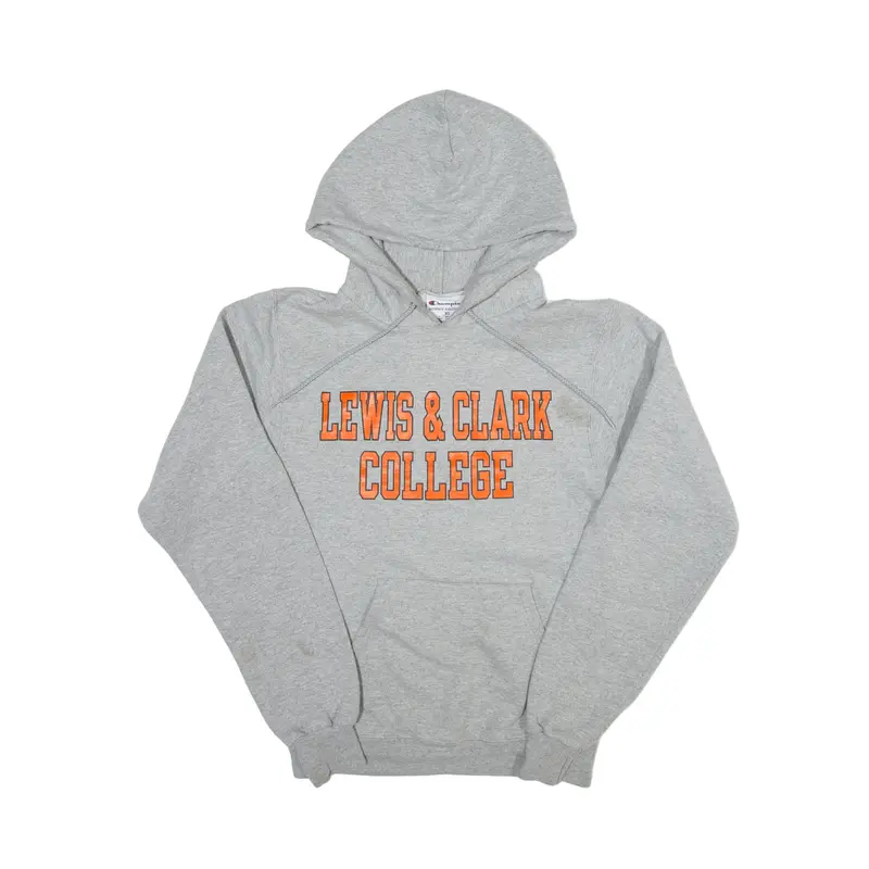 CHAMPION Lewis & Clark College USA Hoodie Grey Pullover Mens XS