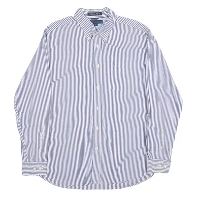 TOMMY HILFIGER Academy Poplin Mens Shirt Blue Striped Long Sleeve L