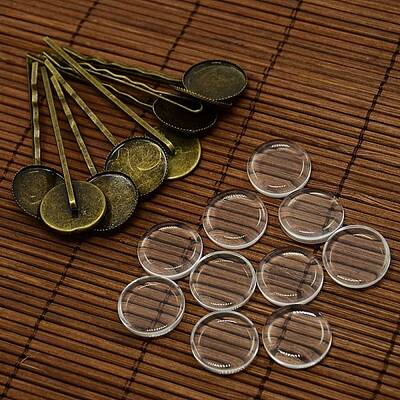 18mm Transparent Clear Domed Glass Cabochon Cover for Iron Hair Bobby Pin DIY Making