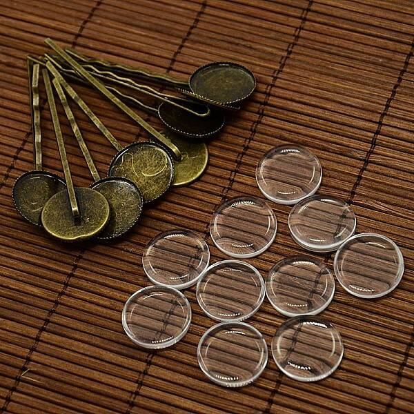 18mm Transparent Clear Domed Glass Cabochon Cover for Iron Hair Bobby Pin DIY Making