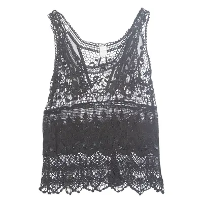 ZEBRA Sheer Womens Vest Black Sleeveless Crazy Pattern XS