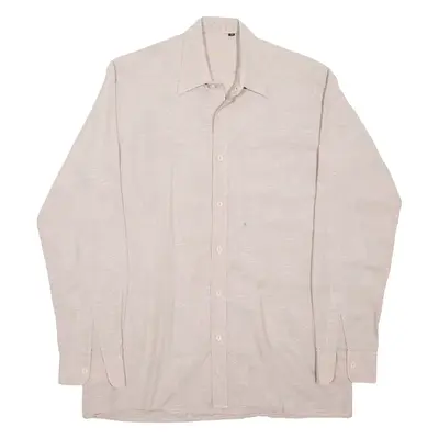 Shirt Beige Crazy Pattern Long Sleeve Mens M