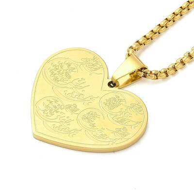 304 Stainless Steel Box Chain Arabic Heart Pendant Necklaces for Women