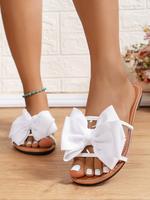 Women's 2025 Summer Bow Slip on Sandals, Trending Sandals, Sandals For Summer, Boho Flat Pu Leather Sandals