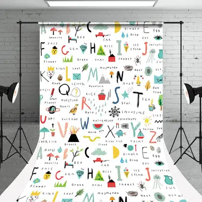 Hand Drawn Alphabet Photo Backdrop For Studio - Aperturee