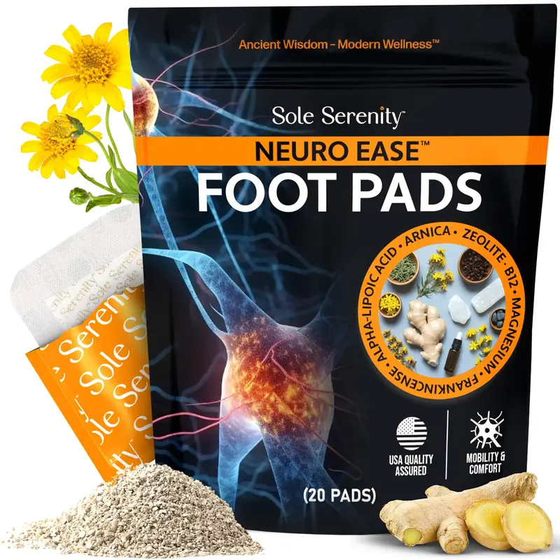 Sole Serenity Neuro Ease Neuropathy Detox Foot Pads – Nerve Pain Relief, Circulation & Mobility Support with Zeolite, Arnic...