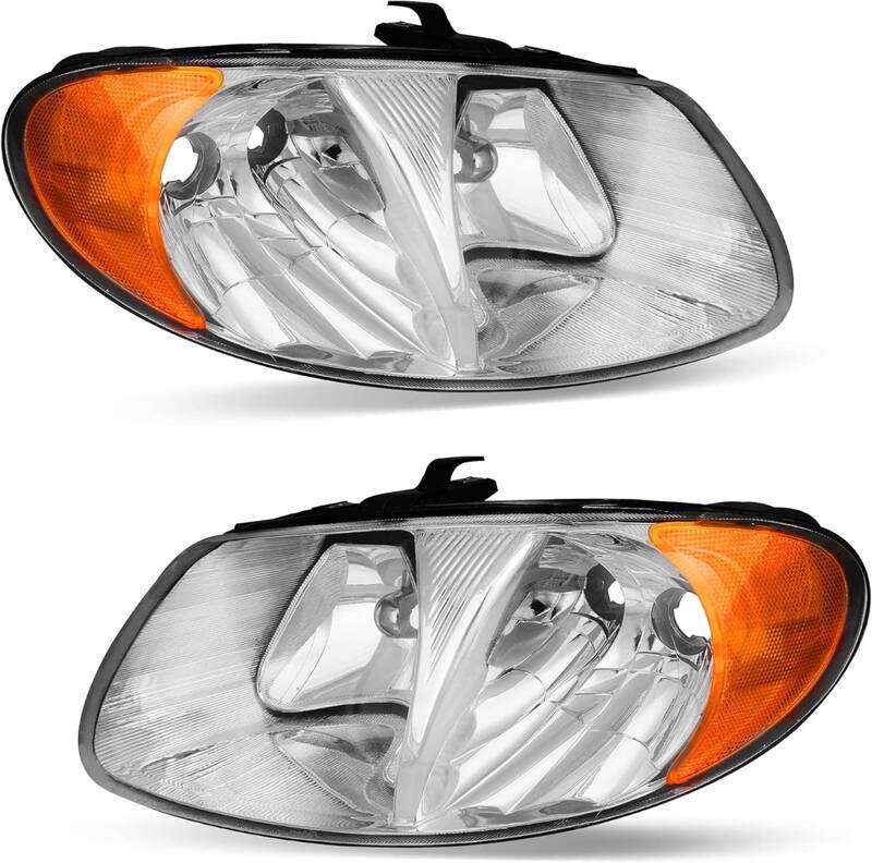 YITAMOTOR® Headlight Assembly Compatible with 2001-2007 Dodge Caravan / 01-07 Chrysler Town & Country Headlights w/ Amber Re...