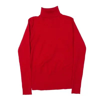 SOLITAIRE Jumper Red Tight Knit Roll Neck Womens S