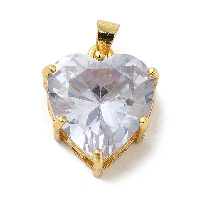 Golden Brass Micro Pave Cubic Zirconia Pendants