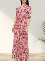 LIORA Bohemian Floral Beach Wrap Maxi Dress, Pink long dress, comfortable, beach dress, exclusive, soft, breathable, luxury S...