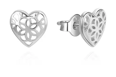 Beneto AGUP3348 Silver Heart Earrings