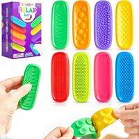 Colorful Sensory Fidget Toys, 8pcs/16pcs Multiple Textured Suction Toys, Multifunction Fidget Strips Stress Relief Toy for Ho...