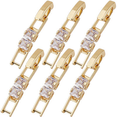 6Pcs Brass Pave Clear Cubic Zirconia Watch Band Clasps