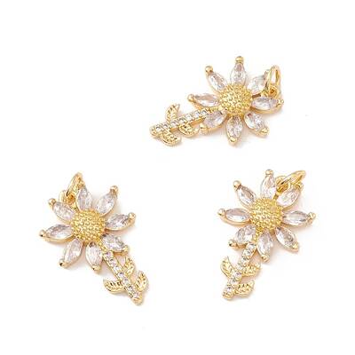 Brass Micro Pave Clear Cubic Zirconia Pendants