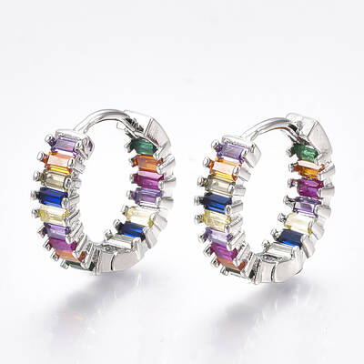 Brass Micro Pave Cubic Zirconia Huggie Hoop Earrings