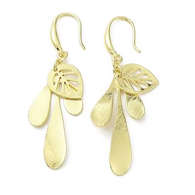 Rack Plating Brass Leaf Dnagle Earrings