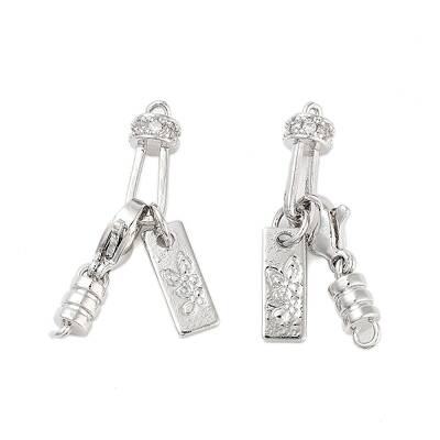 Brass Micro Pave Clear Cubic Zirconia Lobster Claw Clasps