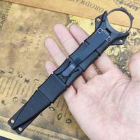 Socp 176 EDC Camping Fishing Fixed Blade Knives, Black Finish Stainless Steel Hand Tools with Sheath and Clip