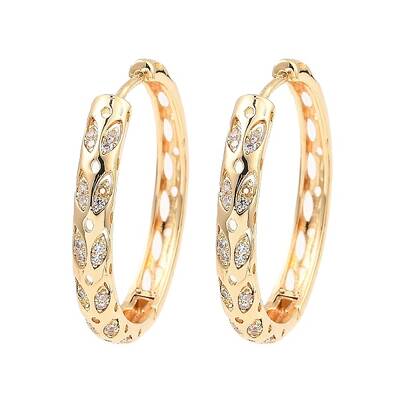 Brass Micro Pave Cubic Zirconia Hoop Earring