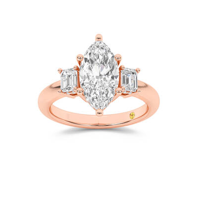 Seraphina Three Stone Hidden Halo Marquise Lab Grown Diamond Engagement Ring | 14K Rose Gold 2 5/8 CT. TW.