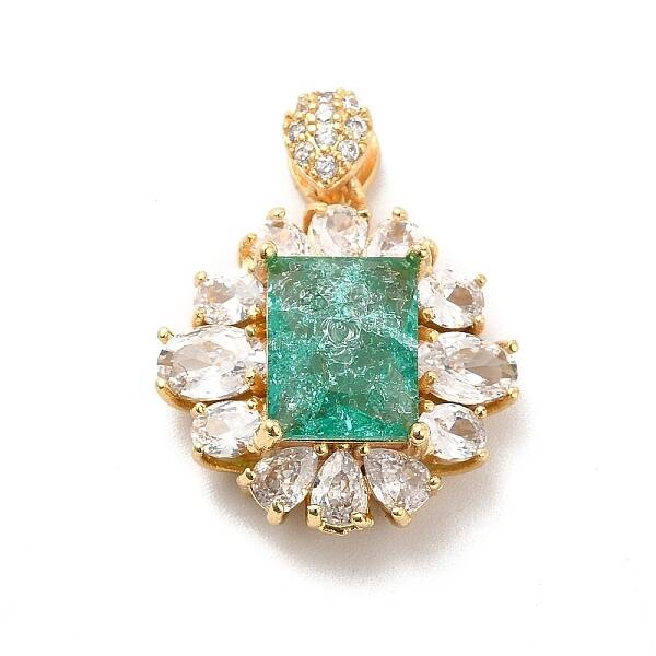 Brass Micro Pave Clear Cubic Zirconia Pendants