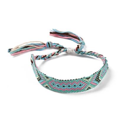 Polyester-cotton Braided Rhombus Pattern Cord Bracelet
