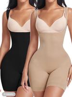 Women Solid Shapewear Bodysuit, Tummy Control Open Bust Seamless Shaper, Underbust Body Shapewear Bodysuit
