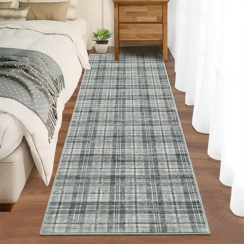 Garvee Modern Plaid Area Rug Washable Soft Non-Slip Low Pile Carpet for Living Room Bedroom Nursery Office, Classic Farmhouse...