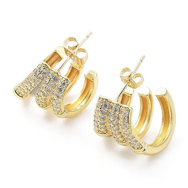 Clear Cubic Zirconia Round Stud Earrings