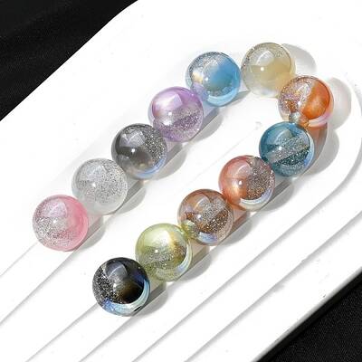 30Pcs Gradient Color Opaque Resin Beads