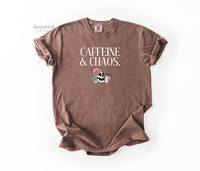 Caffeine & Chaos Comfort Colors T-Shirt, Oversized Vintage-Washed Tee, Soft Garment-Dyed Cotton, Aesthetic Streetwear, Casual...