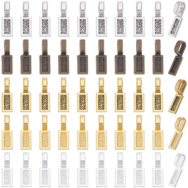 100Pcs 5 Colors Tibetan Style Alloy Glue-on Flat Pad Bails