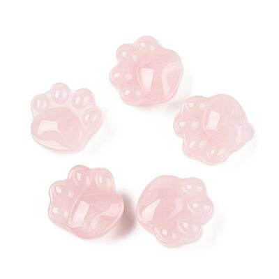 Natural Rose Quartz Cat Paw Print Figurines