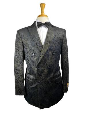 DB-Blazer Black Velvet paisley - Mens Wholesale Suit