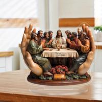 Last Supper Pattern Desktop Plaque, 2D Acrylic Plaque with Base, Home Decor Supplies for Living Room Bedroom Dining Room, Ro...