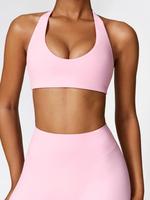 Women's Solid Wireless Halter Sports Bra, Breathable Comfortable High Stretch Bra, Sports Bra for Women, Athletic Fall Clothe...