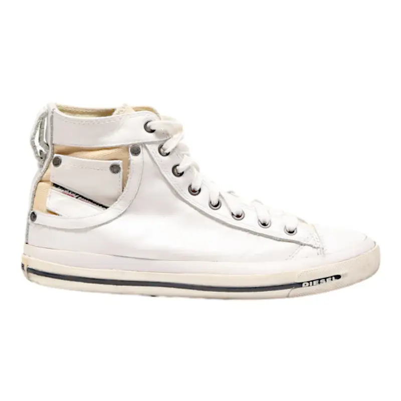DIESEL High Top Trainers White Leather Womens UK 5.5