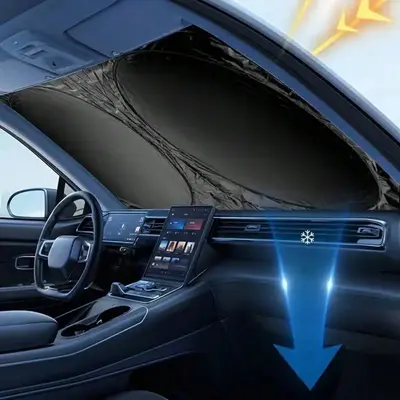 Car Window Sunshade Cover, Durable Sun Shade Windshield Visor Protector, Windscreen Folding Auto Uv Protective Curtain, Styli...