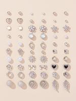 Women's Elegant Rhinestone Decorated Stud Earrings, Bow & Heart Shaped Fine Stud Earrings, Fashion Stud Earring Jewelry for W...