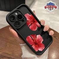 Hibiscus Blooms Pattern TPU Phone Case for iPhone 16 15 14 Pro Max 13 12 11 XR XS Plus Shockproof Non Slip Military-Grade Pro...