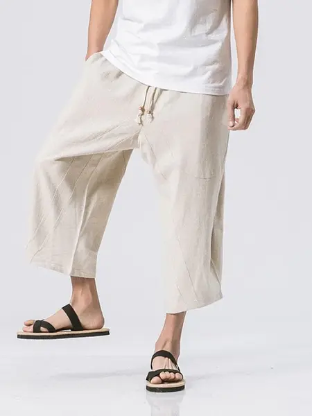 3/4 SHORTS CASUAL TROUSERS, Cream / L