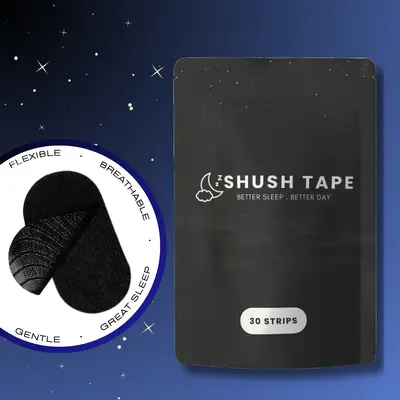 Shush Tape 30 Strips Breathable Mouth tape for sleep, reduce snoring, Improves nasal oxygen intake,medical grade, HYPOALLERGE...