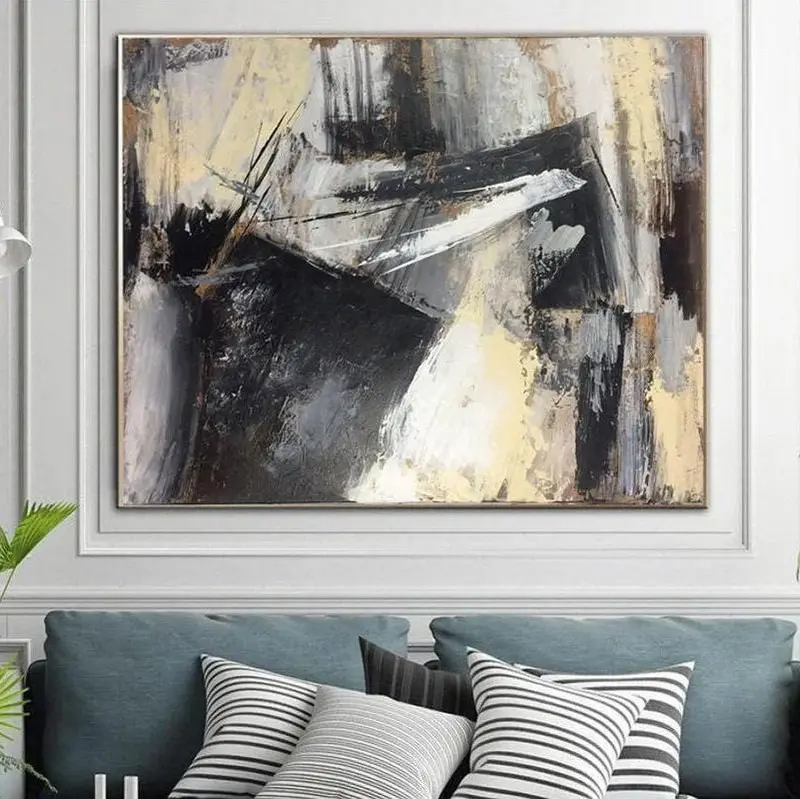 Black and White Abstraction Art Oversized Painting Abstract Office Decor Art Rich Texture | HONESTY
