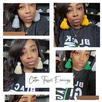 Cotton Yarn Tassel Fish Hook Earrings for Women - Nickel-Free Silver/Gold Backings vintage turquoise dainty stud fashion crea...