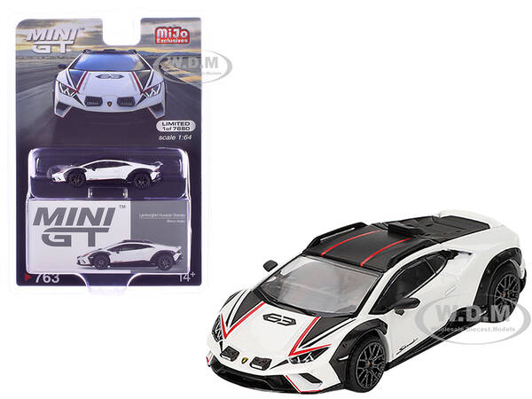 Lamborghini Huracan Sterrato Bianco Asopo White Metallic with Red Stripes and Matt Black Top Limited Edition to 7680 pieces W...