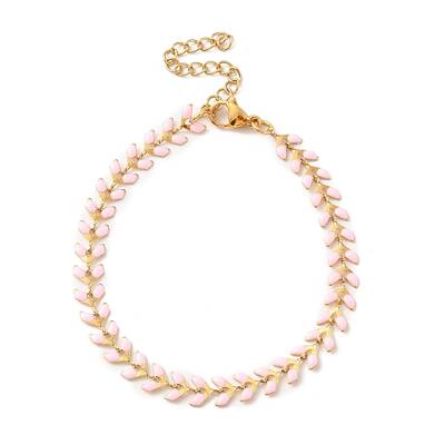 Enamel Ear of Wheat Link Chains Bracelet